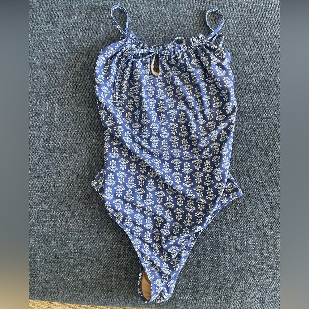 Blue Floral Greek Print Women’s Swimsuit